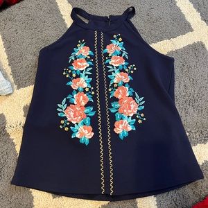 Rock & Roll Cowgirl Navy floral tank